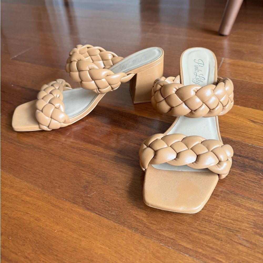 Pink Lily Camel Double Strap Heels